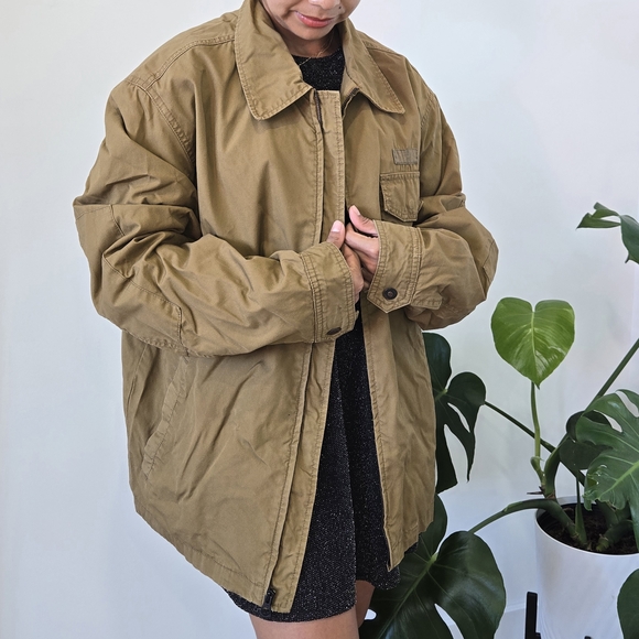 Timberland Work Jacket Unisex Earth Canvas Light Brown Military Men's XL - Picture 2 of 6